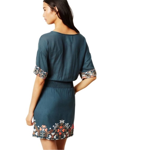 Anthropologie Yoana Baraschi Boho Embroidered Cross Stitch Dress - Picture 9 of 9